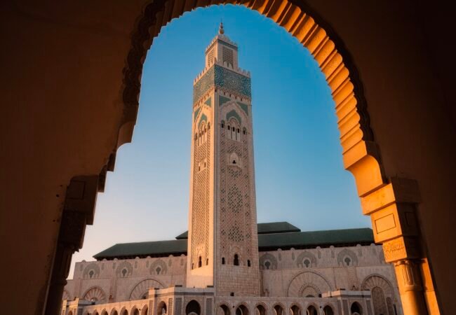 Minaret of the Hassan II Mosque in Casablanca