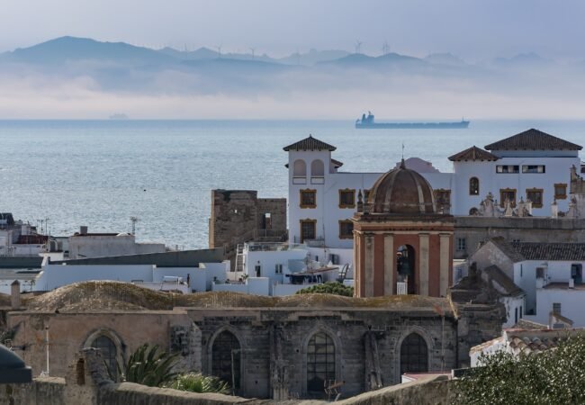The Strait of Gibraltar and the mountains of Morocco seen from Tarifa